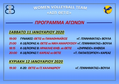 Το πρόγραμμα των αγωνιστικών τμημάτων το διήμερο (11-12/1)