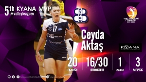 &Eta; &Tau;&sigma;έ&iota;&nu;&tau;&alpha; Ά&kappa;&tau;&alpha;&sigmaf; KYANA MVP &tau;&eta;&sigmaf; 5&eta;&sigmaf; &alpha;&gamma;&omega;&nu;&iota;&sigma;&tau;&iota;&kappa;ή&sigmaf; &tau;&eta;&sigmaf; Volley League &Gamma;&upsilon;&nu;&alpha;&iota;&kappa;ώ&nu;